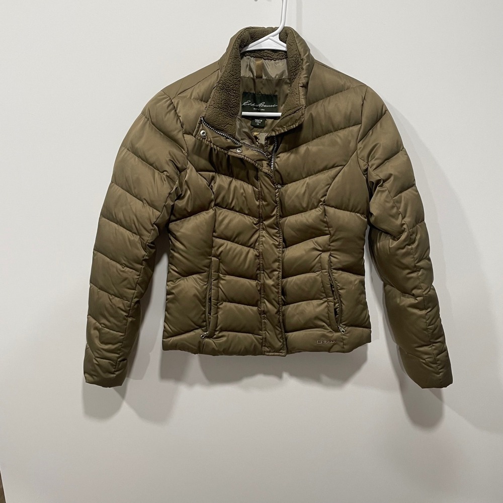 Eddie Bauer Women's Down Puffer Jacket Olive Green XS EB550 Fill - Picture 1 of 11
